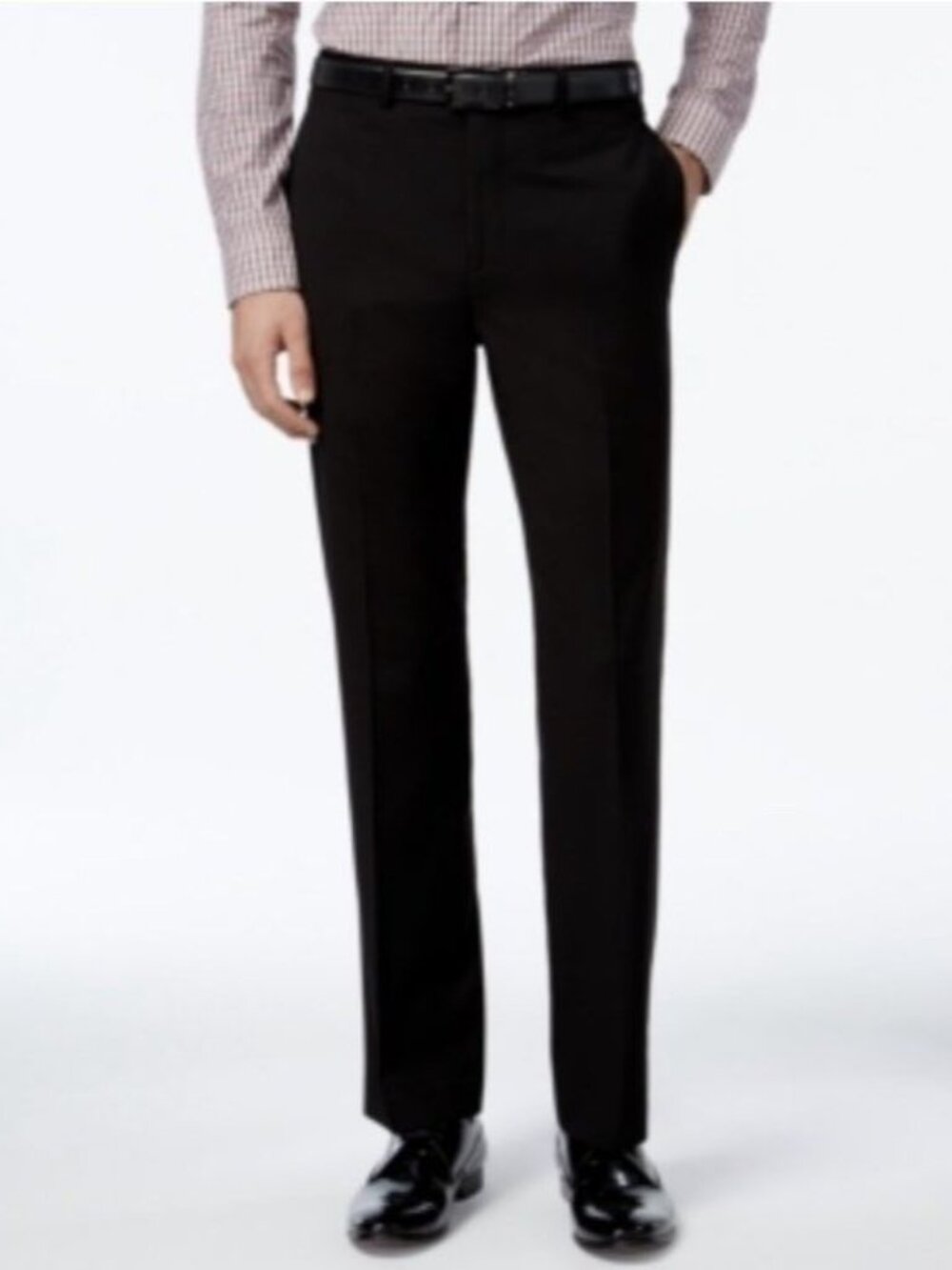 Calvin Klein Mens Slim Dress Pants 32 / 30 Black Solid Stretch Poly Blend Office